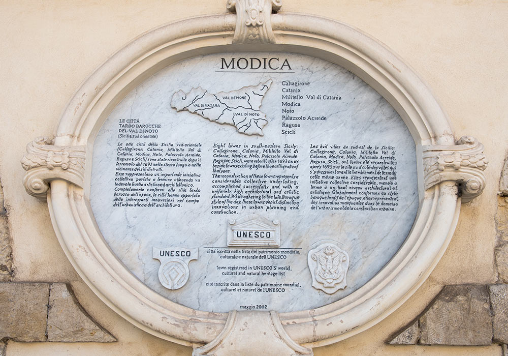 Modica is registered in UNESCO's world cultural and natural heritage list