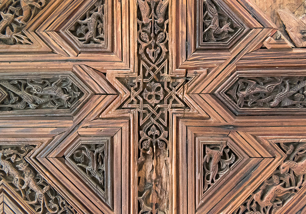 Fragment of the ceiling (12th century) in the Norman Palace. 