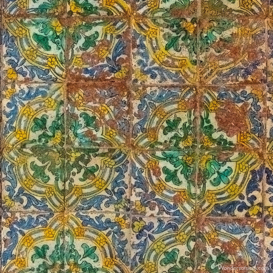 Colourful ceramic floor tiles, Oratorio di San Mercurio, Palermo