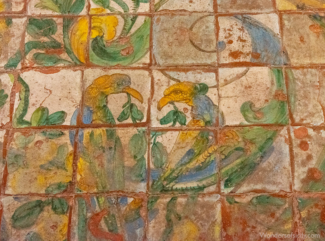 Colourful ceramic floor tiles, Oratorio di San Mercurio, Palermo