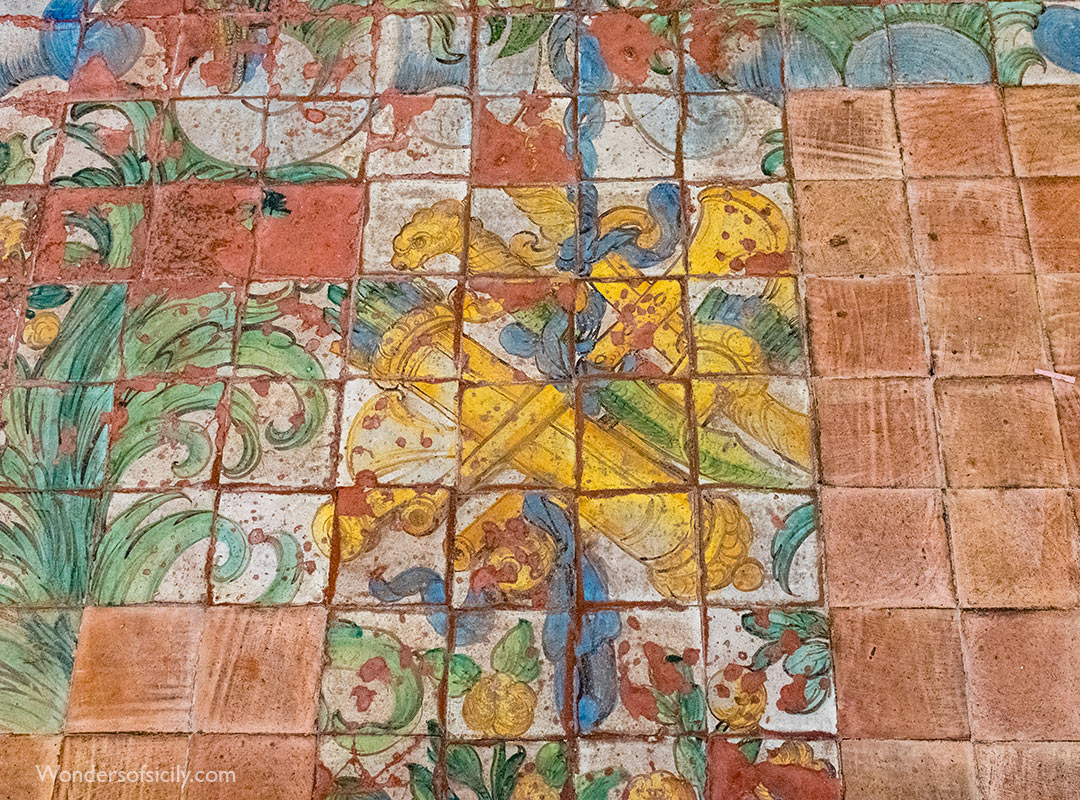 Colourful ceramic floor tiles, Oratorio di San Mercurio, Palermo